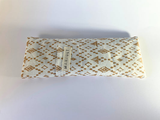 Eye Pillow Ethnique blanc - Coussin relaxation des yeux ou bouillotte aux graines de lin