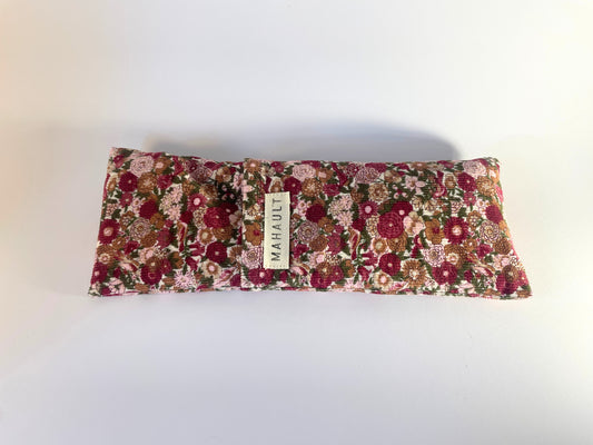 Eye Pillow Velours fleurs - Coussin relaxation des yeux ou bouillotte aux graines de lin